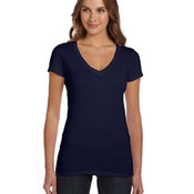 Ladies' Tissue Jersey Short-Sleeve Deep V-Neck T-Shirt