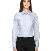 Ladies' Boulevard Wrinkle-Free Two-Ply 80's Cotton Dobby Taped Shirt with Oxford Twill