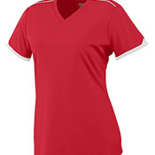 Ladies Wicking Polyester Short Sleeve T-Shirt with Contrast Piping